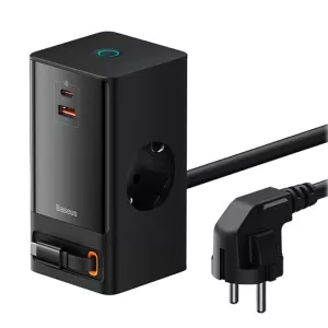 شارژر رومیزی PowerCombo Digital PowerStrip 2AC+1U+1C+-C بیسوس 65 وات طول 1.5 متر