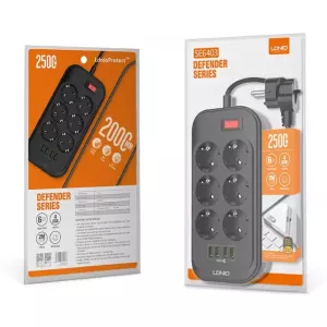 چندراهی برق و شارژر SE6403 الدینیو 2500 وات 4 پورت USB