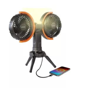 پنکه شارژی، رومیزی و پاوربانک PD-LFST150 پرودو دو فنه و دارای چراغ LED