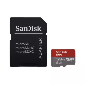 کارت حافظه microSDXC سن دیسک Ultra A1 کلاس 10 استاندارد UHS-I سرعت 100MBps ظرفیت 128 گیگابایت به همراه آداپتور SD