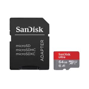 کارت حافظه microSDXC سن دیسک Ultra A1 کلاس 10 استاندارد UHS-I سرعت 100MBps ظرفیت 64 گیگابایت به همراه آداپتور SD